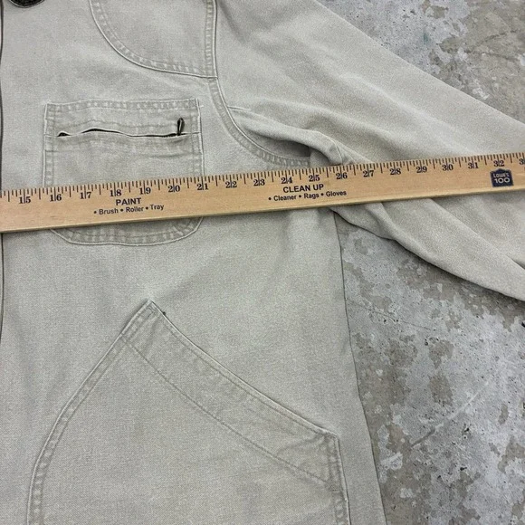 LL Bean Mens Field Jacket Mens Large Beige Collar Barn Chore Unlined - Picture 8 of 14